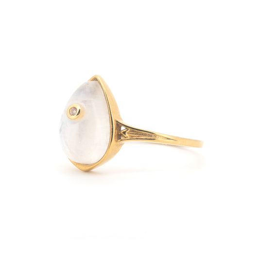 Yuè Liàng (月亮) - Natural Moonstone Stainless Steel Ring