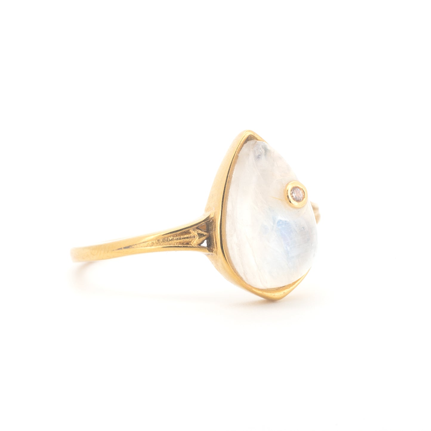 Yuè Liàng (月亮) - Natural Moonstone Stainless Steel Ring