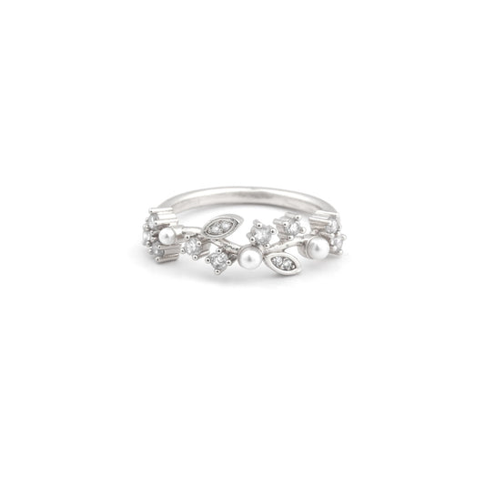 Isolde - Pearl and Crystal Plated Ring - Sage Gems Jewellery Co.