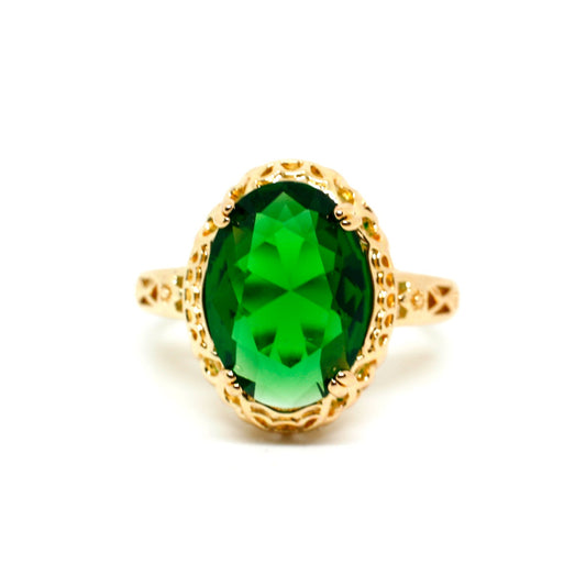 Made for a Queen - Citrine gold plated ring art deco filigree ring - Regal Gems Jewellery