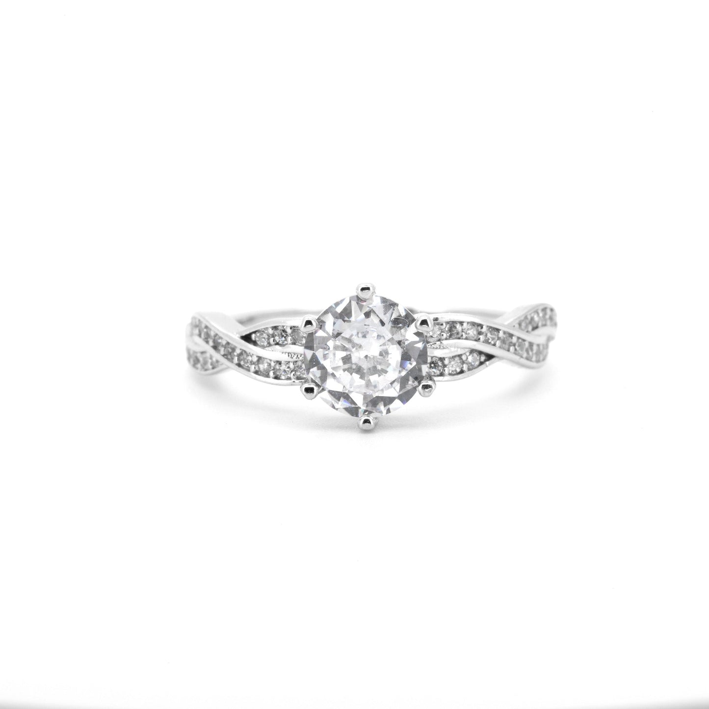 Small Brilliant Cut Wavy Band Silver-Plated Ring - Regal Gems Jewellery Co.