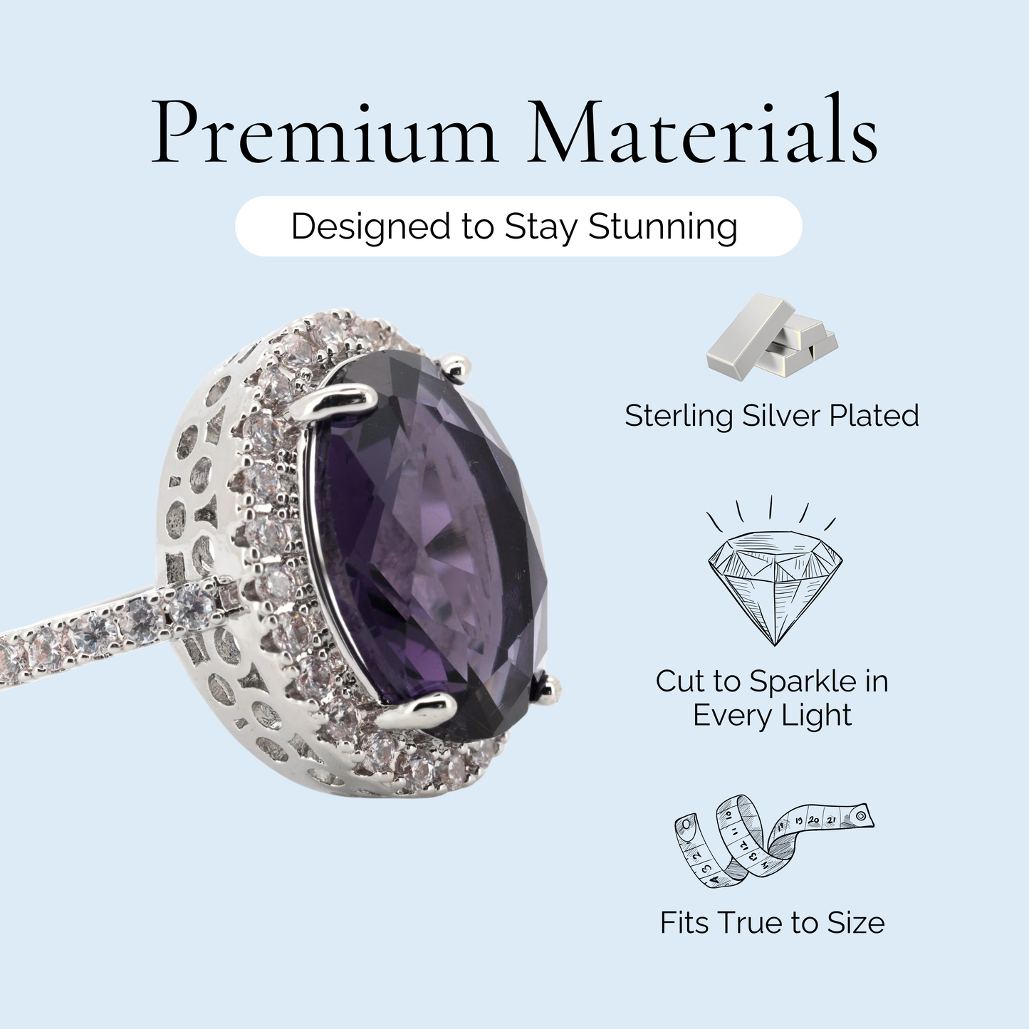 Wednesday - Oval Cut Smoky Amethyst Silver Plated Ring