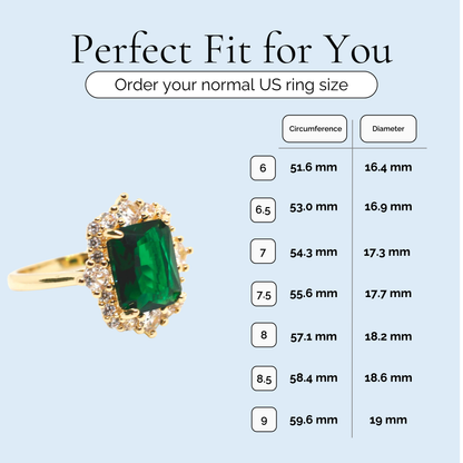 Esmerelda - Radiant Cut Gold Plated Ring