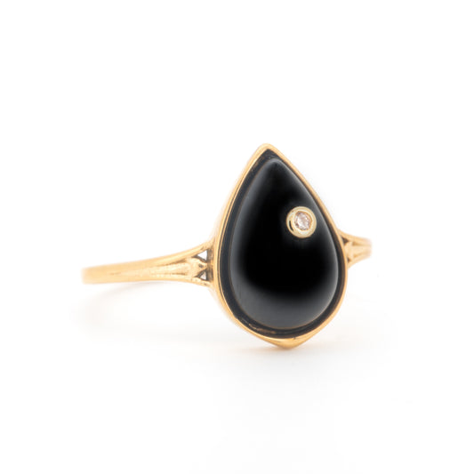 Essra - Natural Gemstone Black Spinel Stainless Steel Ring