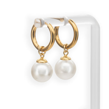 Chloe - Shell Pearl Huggies - Sage Gems Jewellery Co.