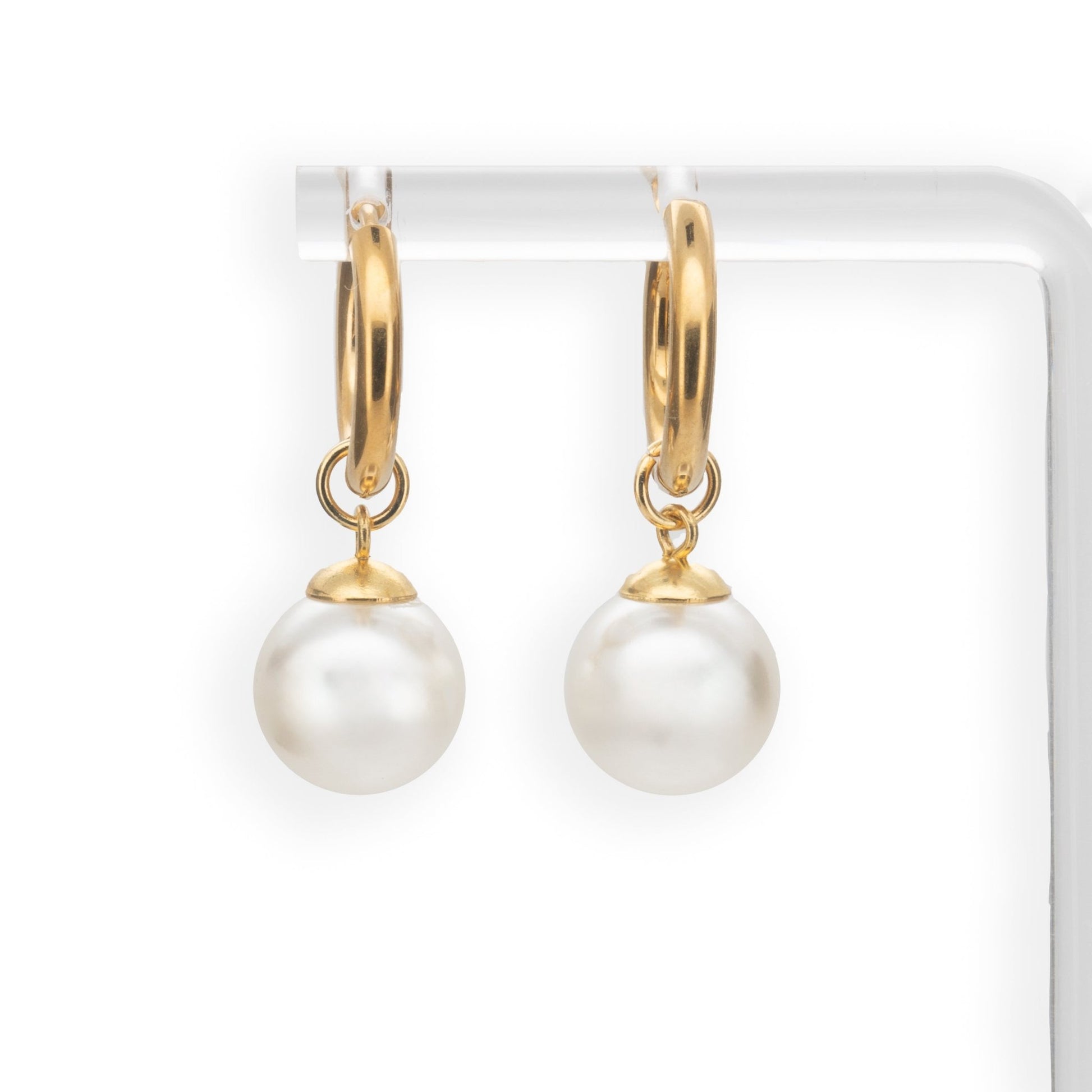 Chloe - Shell Pearl Huggies - Sage Gems Jewellery Co.
