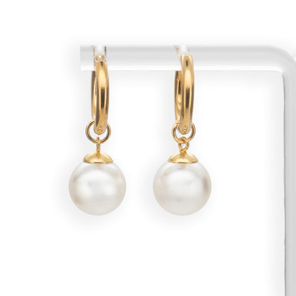 Chloe - Shell Pearl Huggies - Sage Gems Jewellery Co.