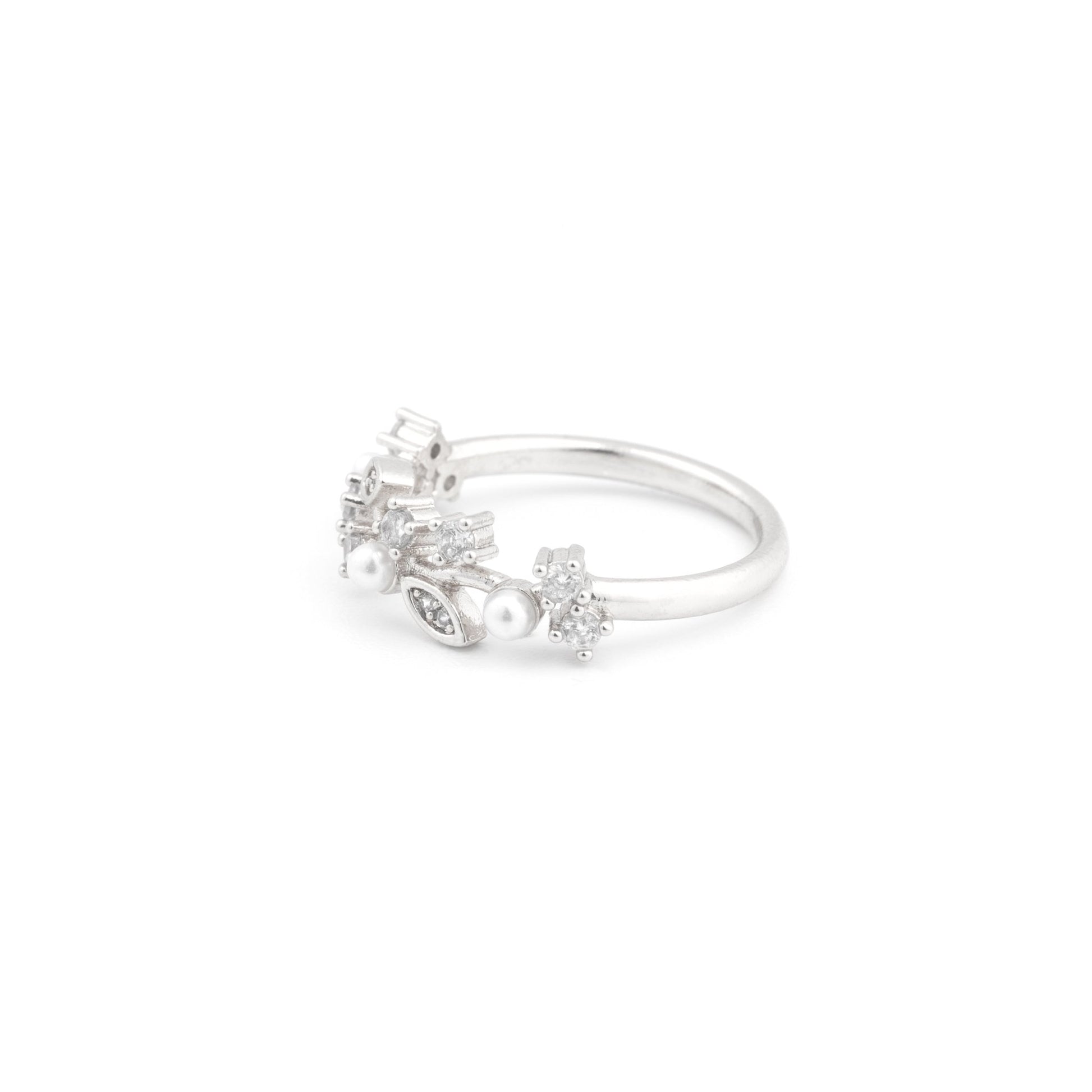 Isolde - Pearl and Crystal Plated Ring - Sage Gems Jewellery Co.