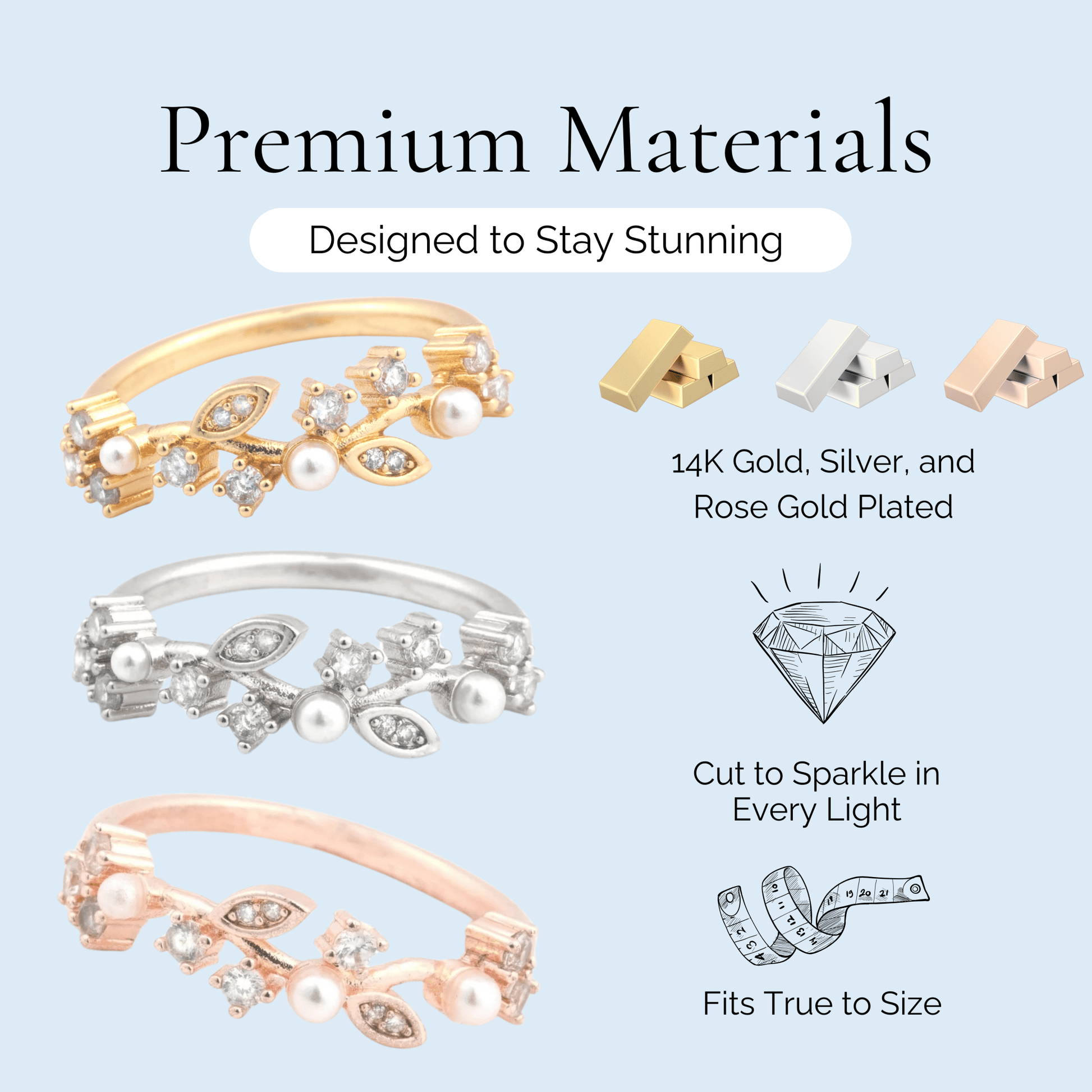 Isolde - Pearl and Crystal Plated Ring - Sage Gems Jewellery Co.
