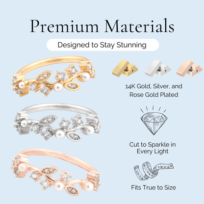 Isolde - Pearl and Crystal Plated Ring - Sage Gems Jewellery Co.