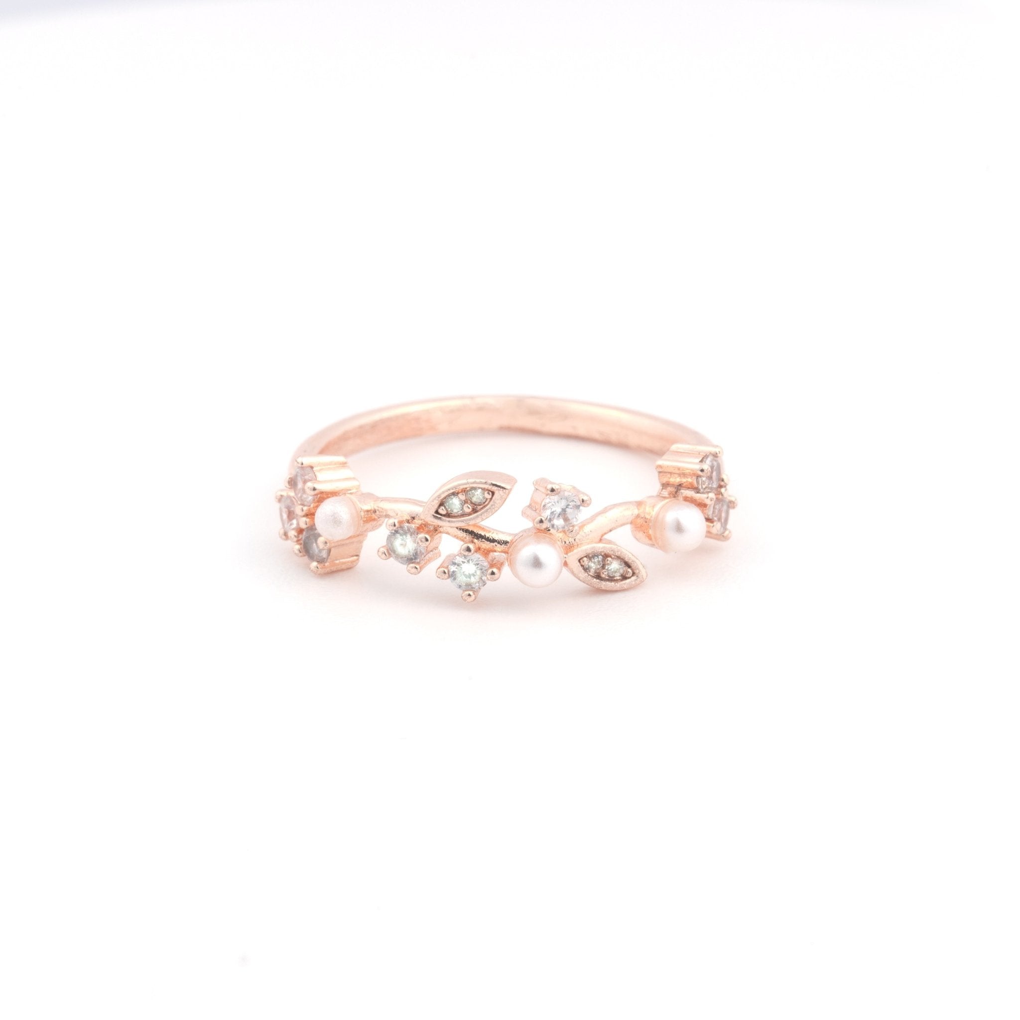 Isolde - Pearl and Crystal Plated Ring - Sage Gems Jewellery Co.