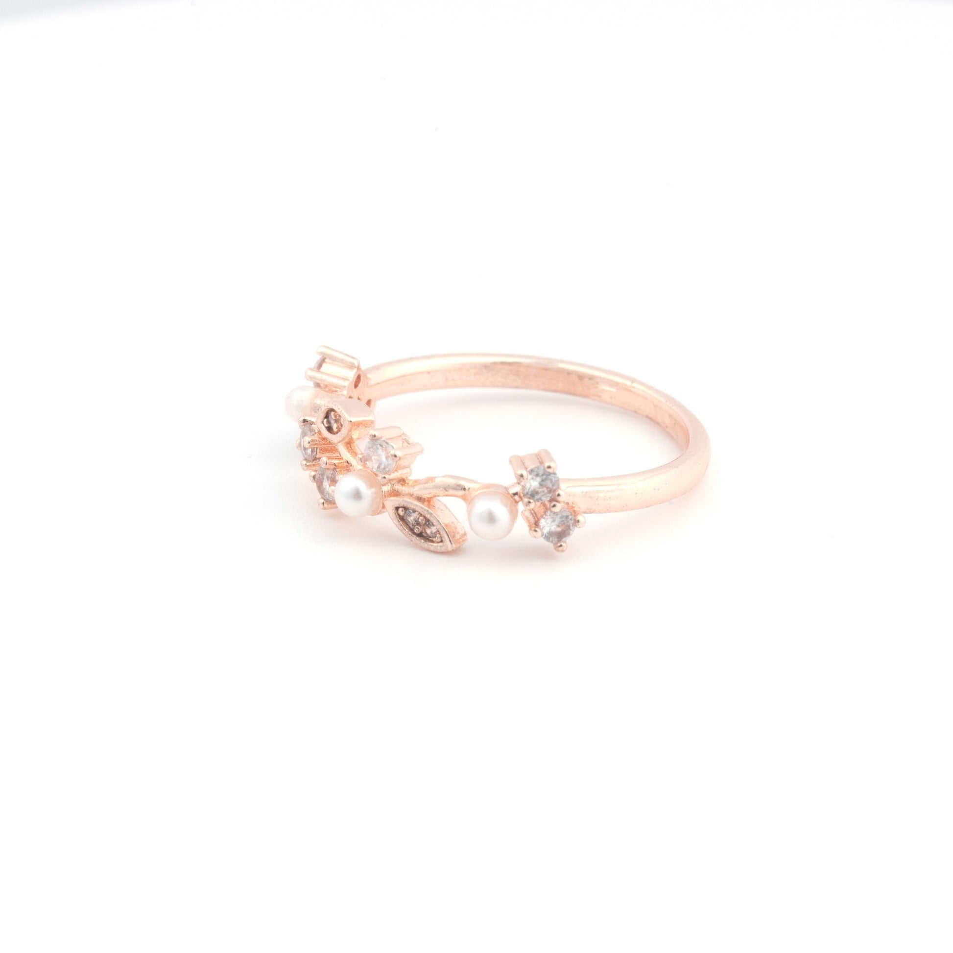 Isolde - Pearl and Crystal Plated Ring - Sage Gems Jewellery Co.