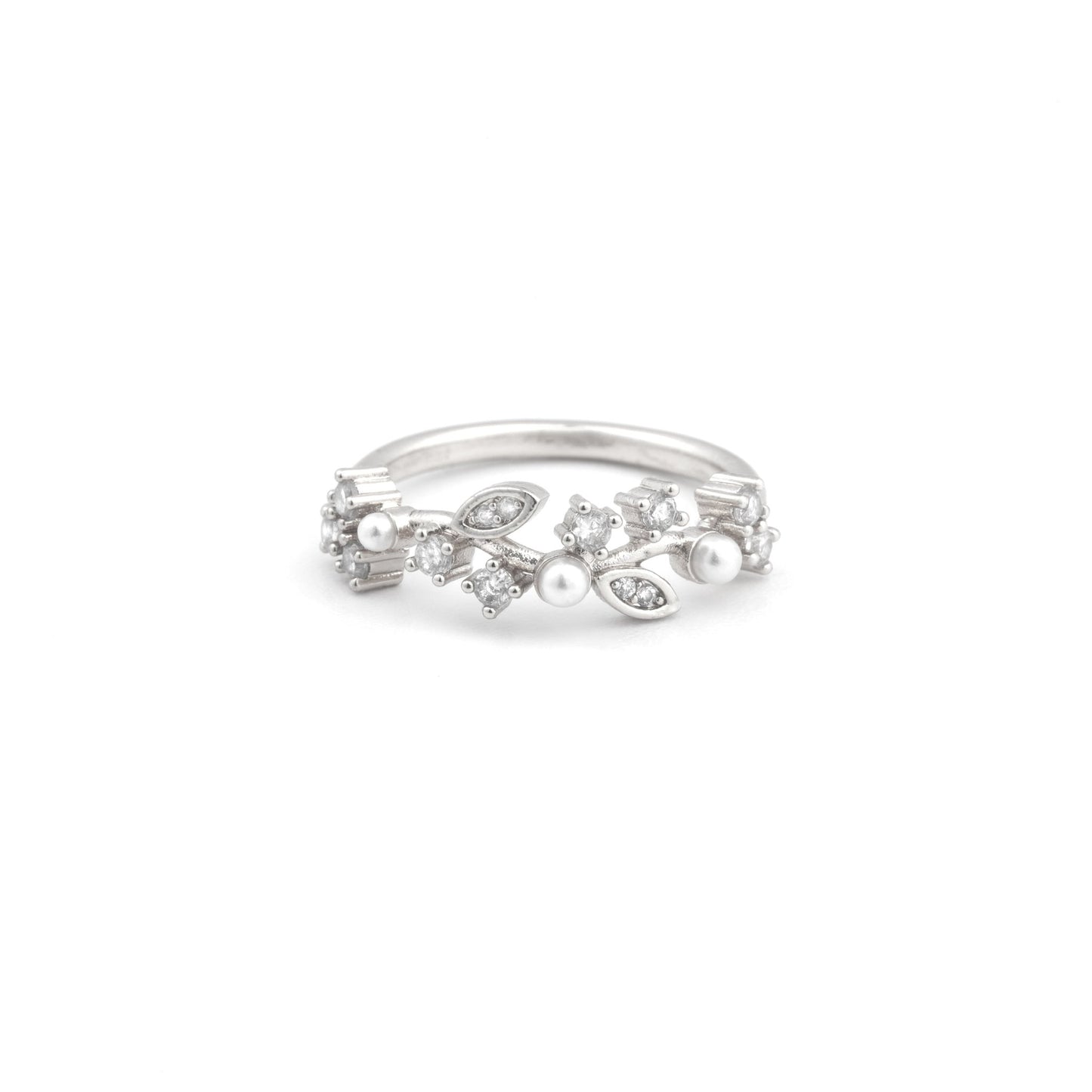 Isolde - Pearl and Crystal Plated Ring - Sage Gems Jewellery Co.