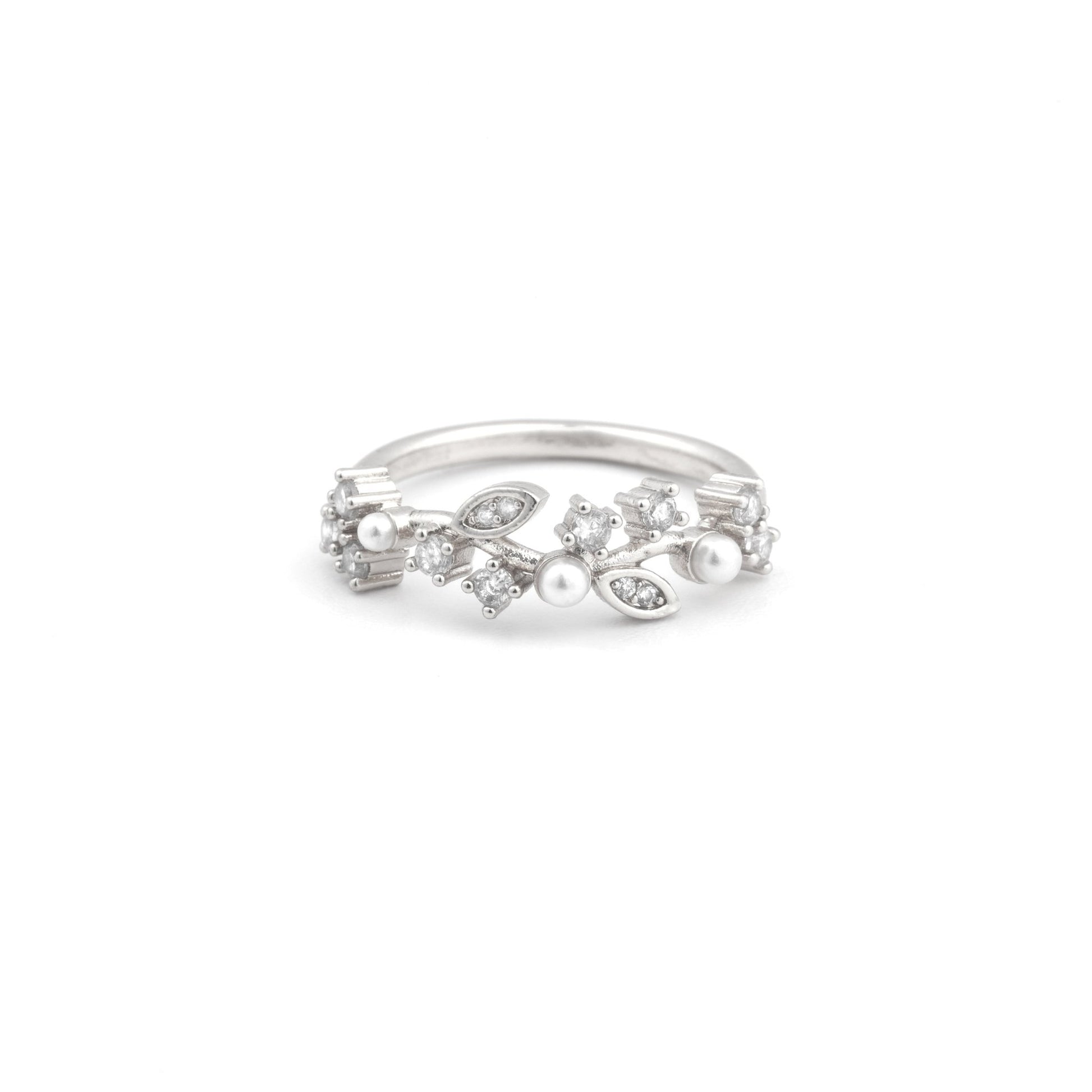 Isolde - Pearl and Crystal Plated Ring - Sage Gems Jewellery Co.