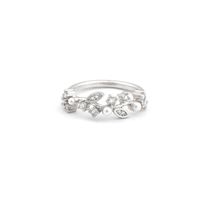 Isolde - Pearl and Crystal Plated Ring - Sage Gems Jewellery Co.