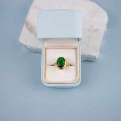 Made for a Queen - Oval Cut Gold Plated Statement Ring - Regal Gems Jewellery Co.