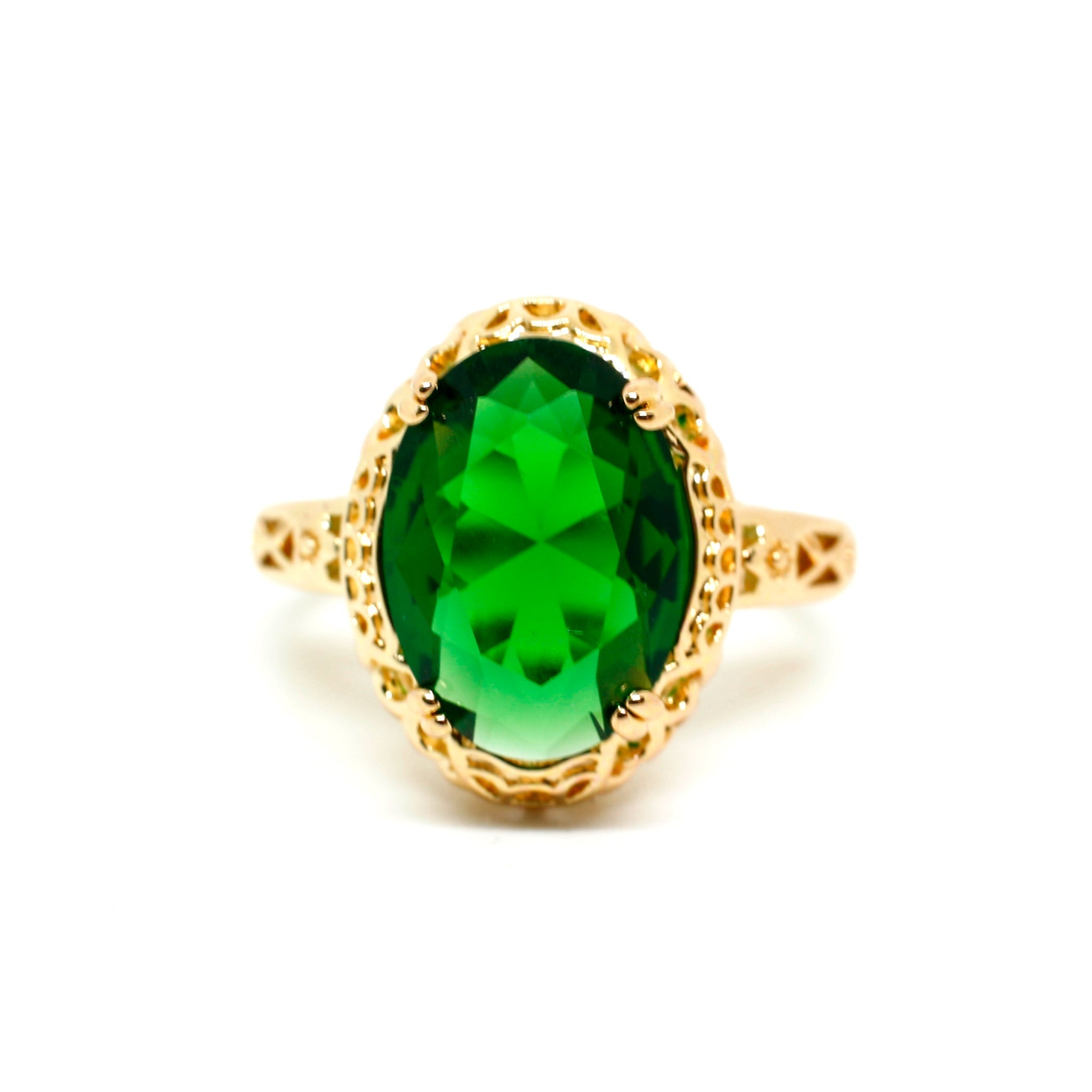 Made for a Queen - Citrine gold plated ring art deco filigree ring - Regal Gems Jewellery