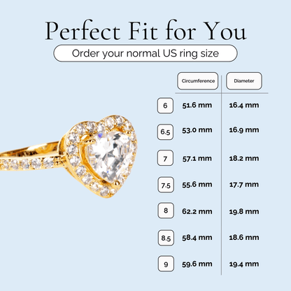 My Heart - Crystal Heart Gold Plated Ring - Sage Gems Jewellery Co.