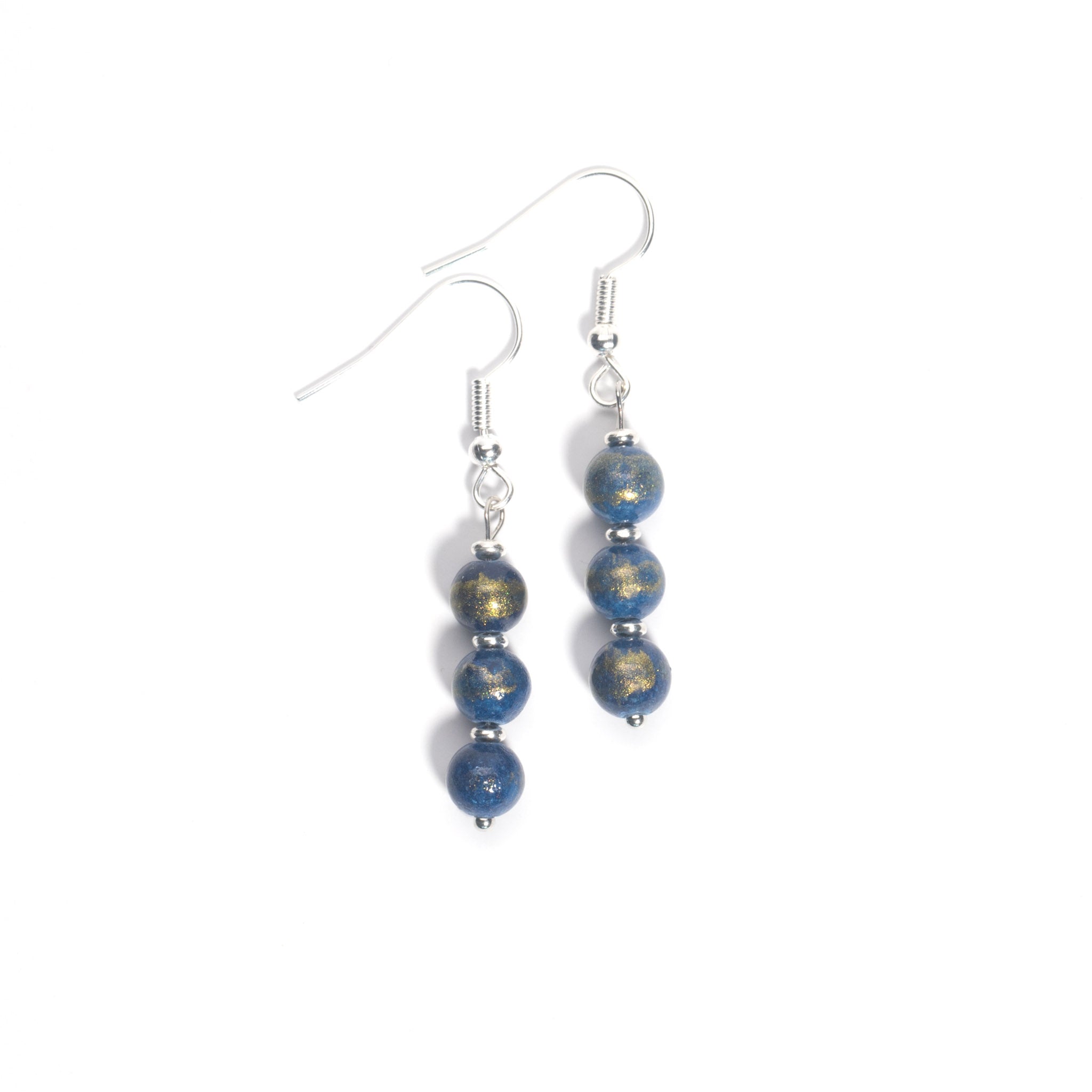 Nyla - Natural Dark Blue Chalcedony Gemstone Earrings - Sage Gems Jewellery Co.