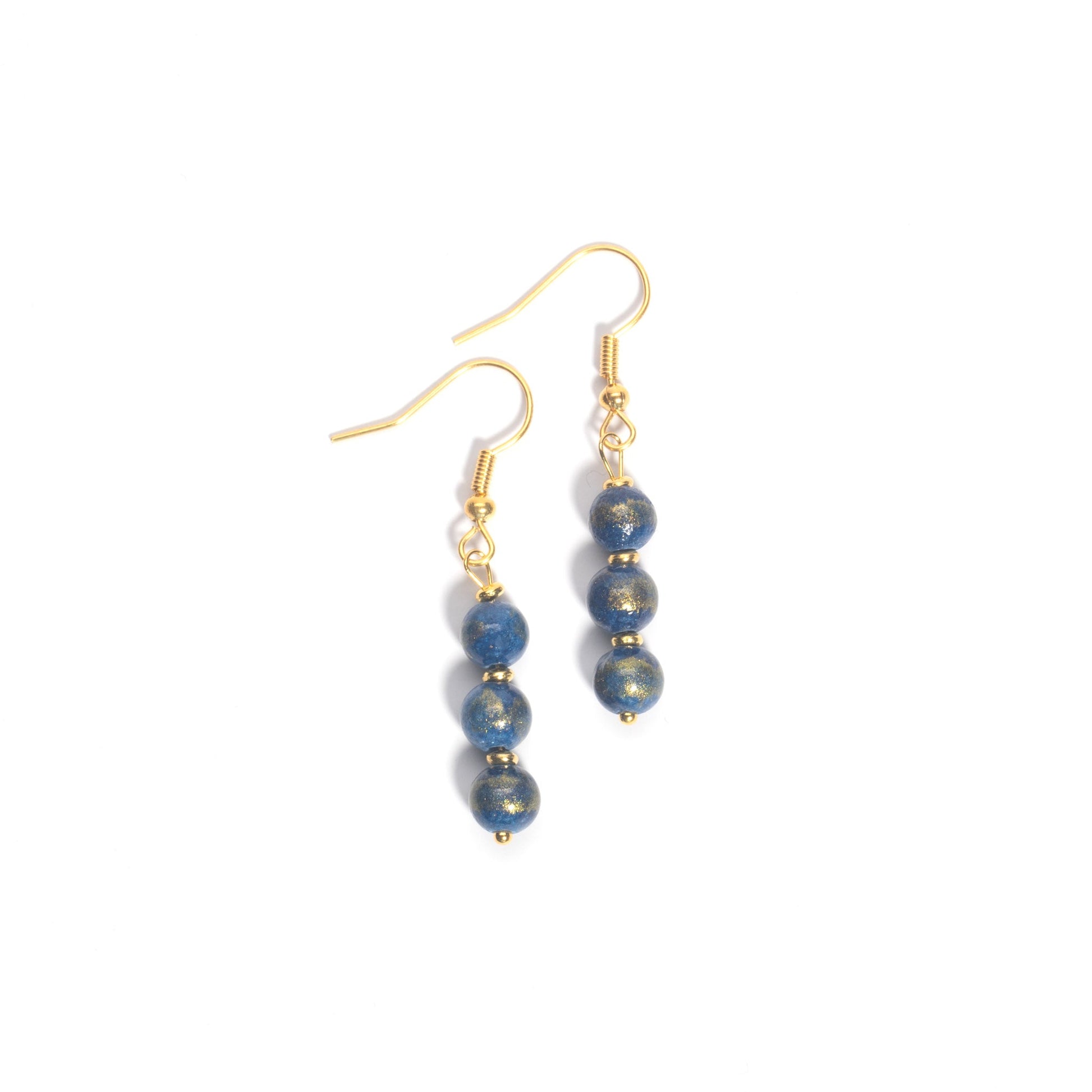 Nyla - Natural Dark Blue Chalcedony Gemstone Earrings - Sage Gems Jewellery Co.