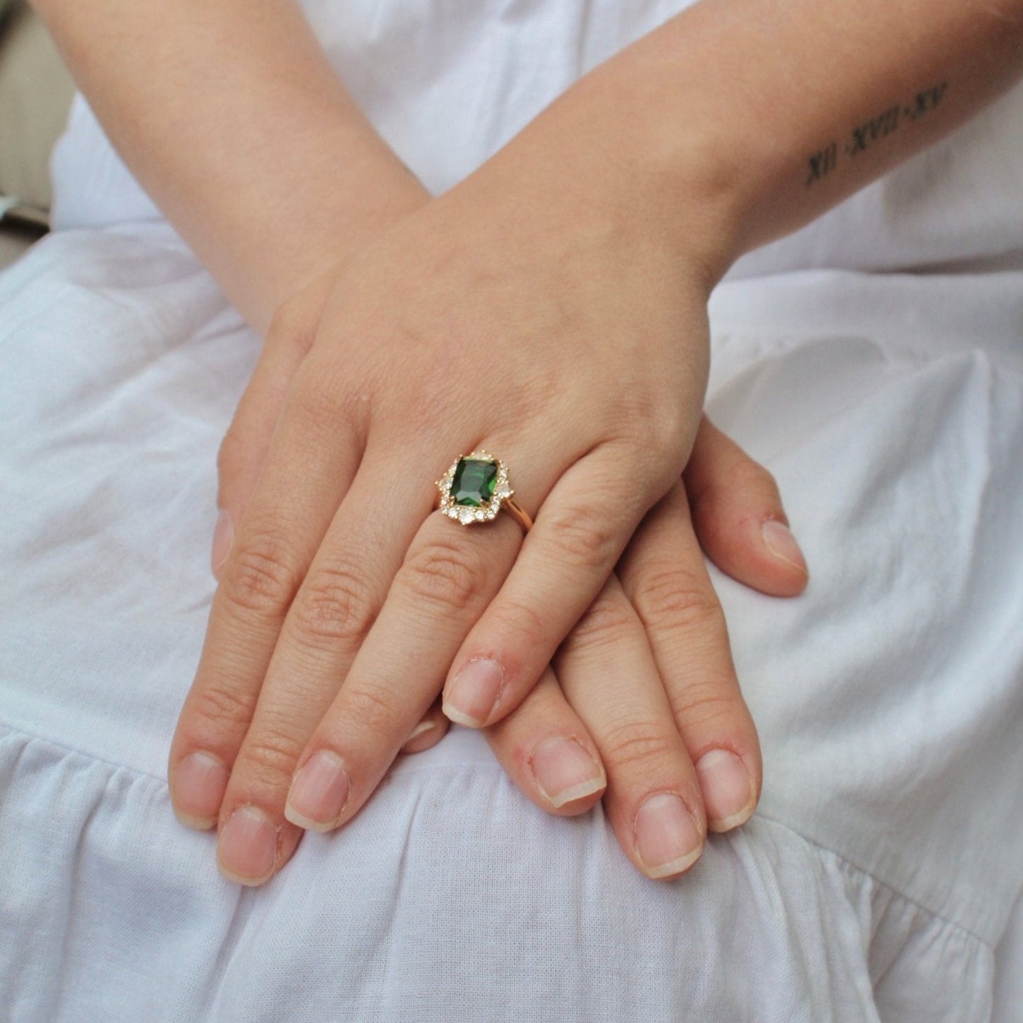 Esmerelda gold plated art deco ring - Regal Gems Jewellery