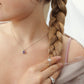 Faith single amethyst gem silver plated necklace on model - Regal Gems Jewellery