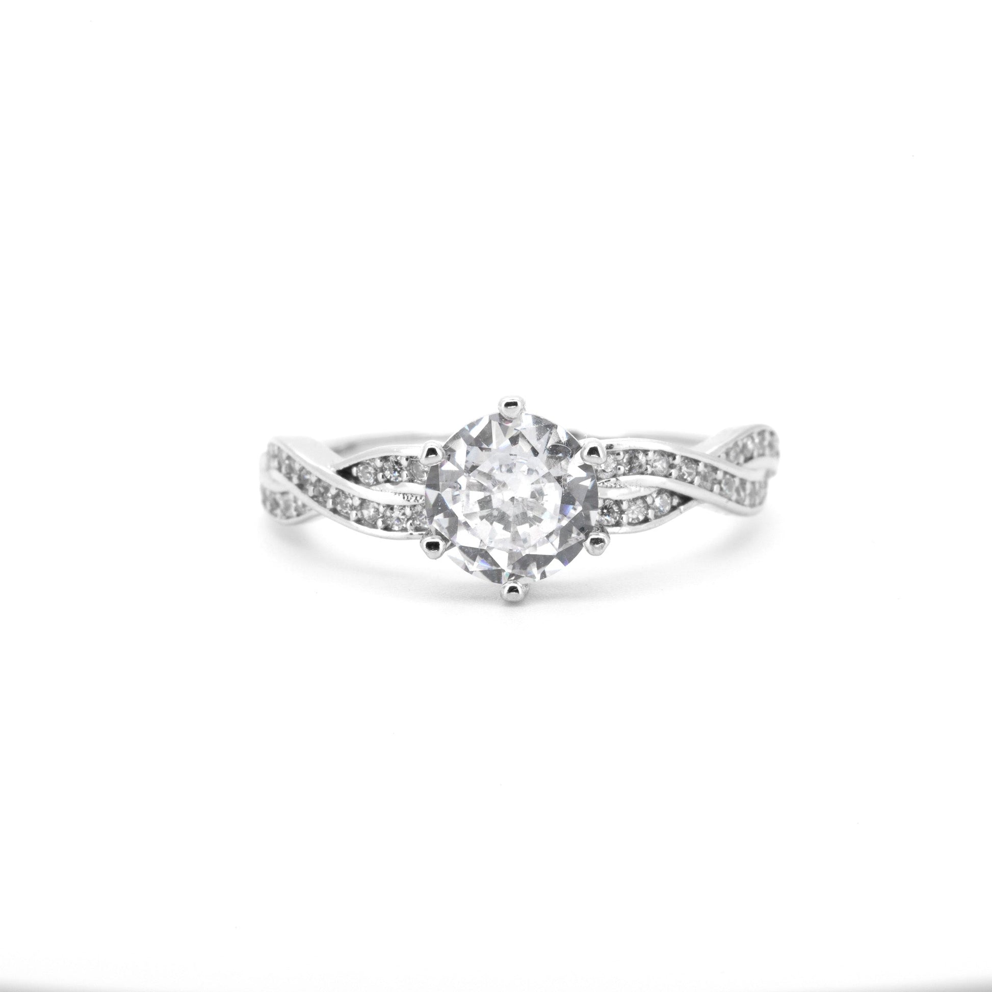 Small Brilliant Cut Wavy Band Silver-Plated Ring - Regal Gems Jewellery Co.
